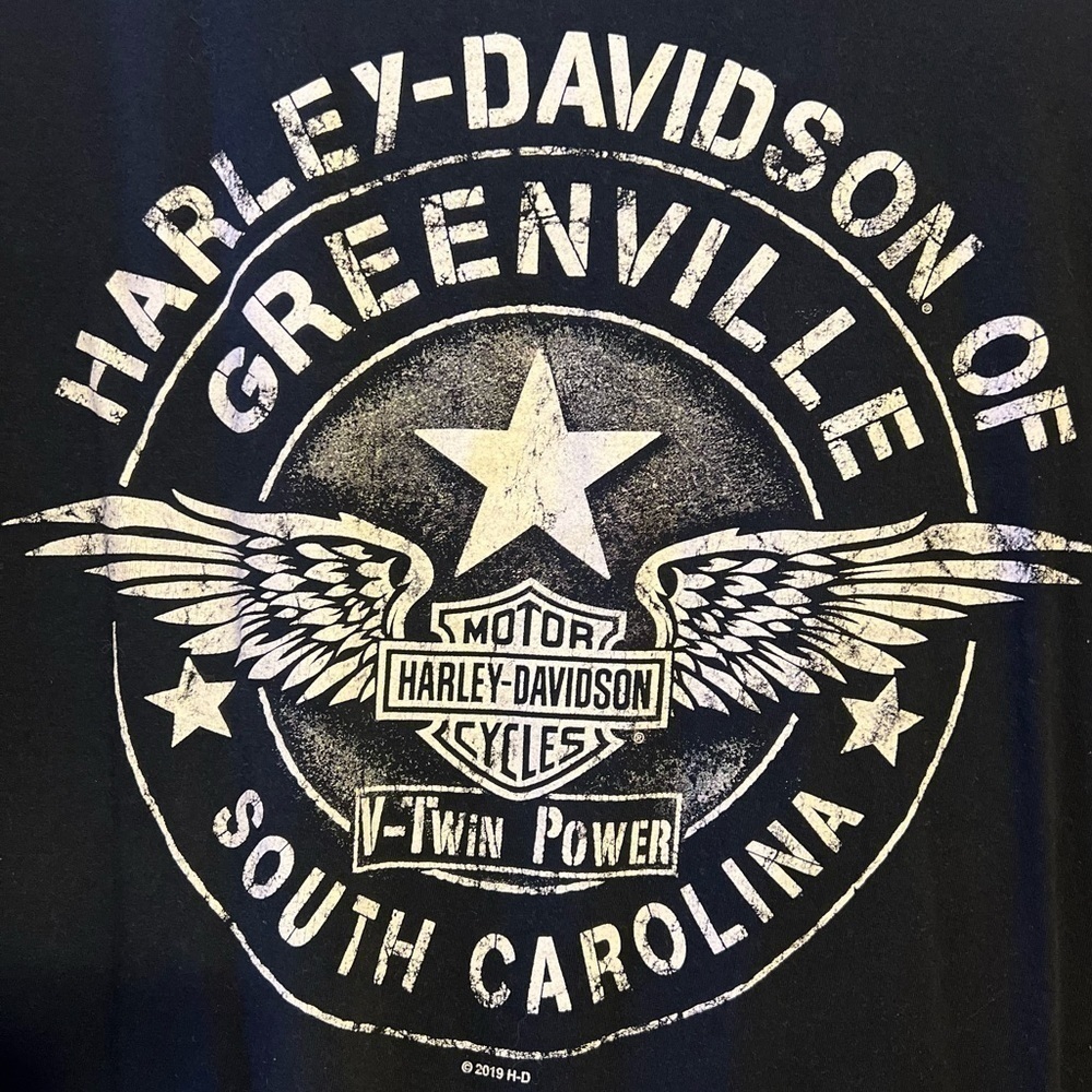Harley Davidson Greenville, South Carolina Front Pocket Design T-Shirt Size 2XL